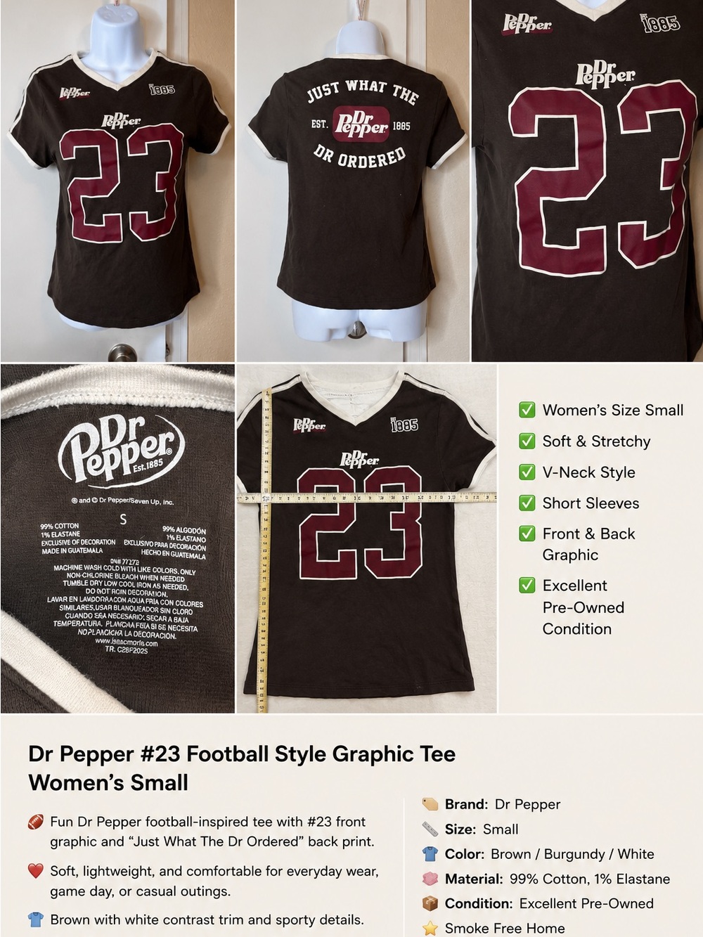 Dr Pepper #23 Football Style Graphic Tee Women’s Small